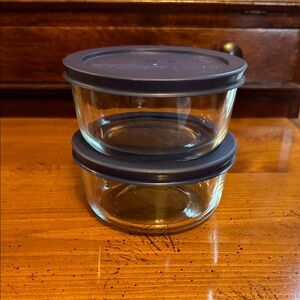 Pyrex- set of 2/ 2 cup capacity with blue lids